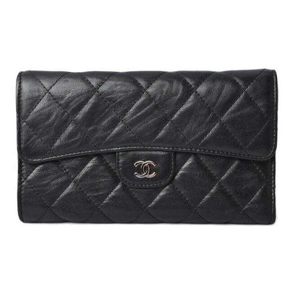 Chanel Wallet Long Matelasse Black Wrinkled - Picture 1 of 1